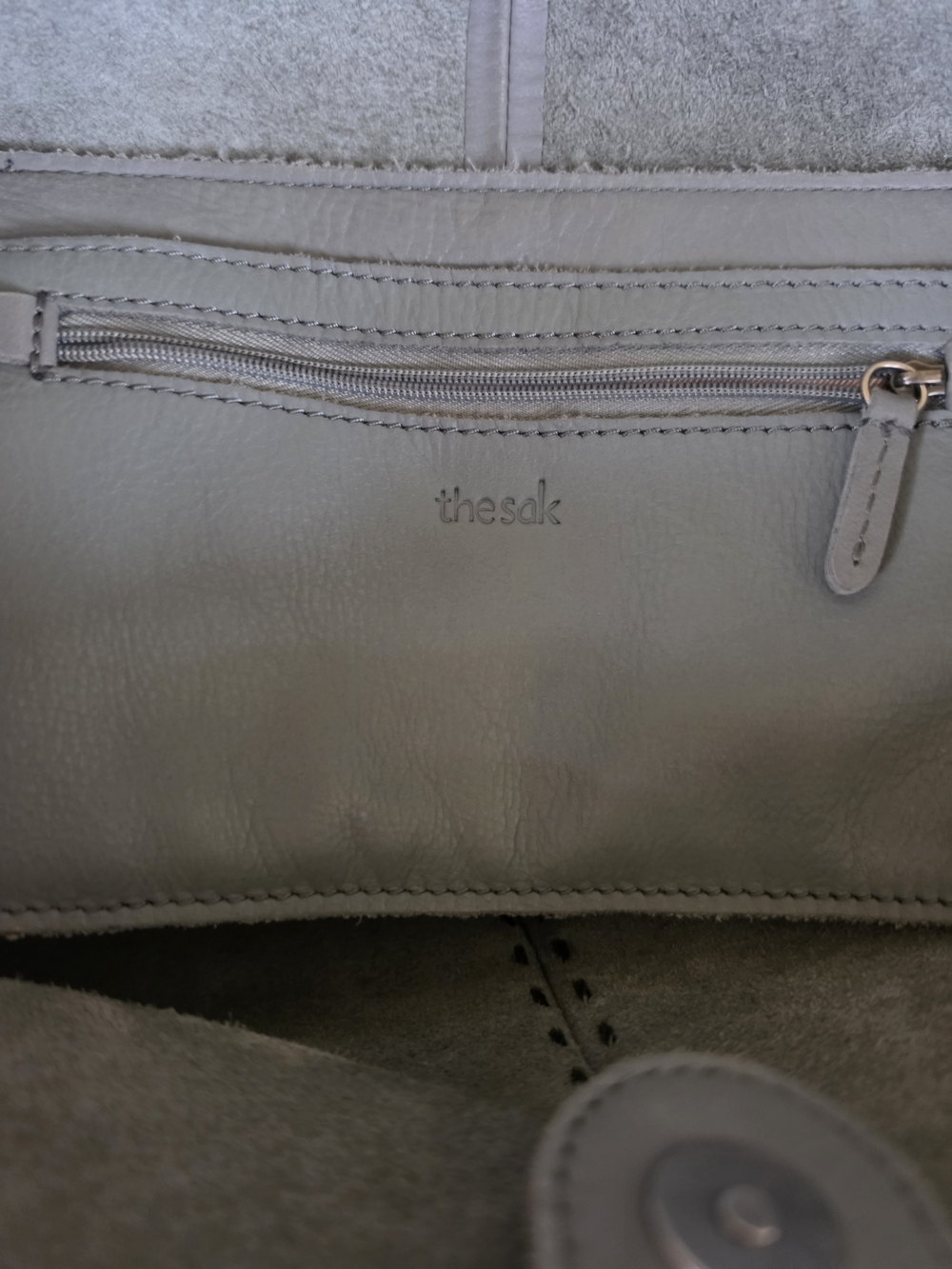 The Sak Soft Blue Los Feliz Large Leather Tote with Contrast Tan Handles - Picture 4 of 5